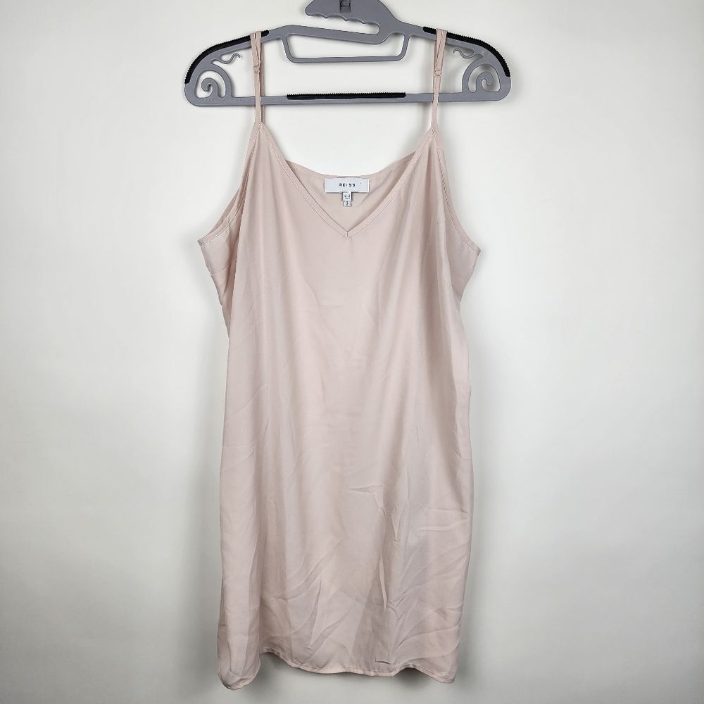 REISS WOMENS 14 CARI SHEER SPAGHETTI STRAP CAMI NUDE V NECK LIGHTWEIGHT NWOT